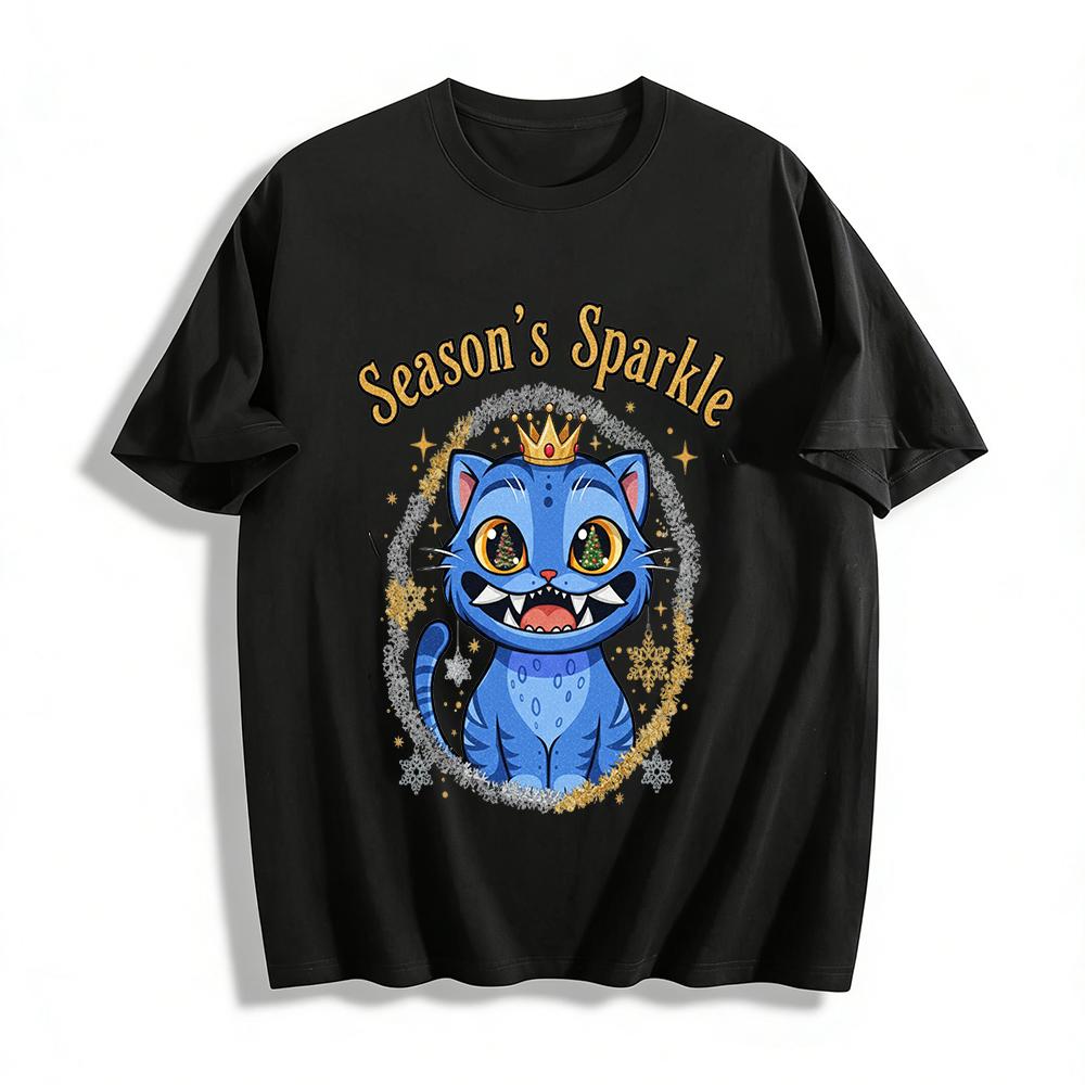 Season s Sparkle Crown Blue Cat Graphic Tee Christmas Tree Eyes Glittery Holiday Casual Top Pure cotton T-shirt XXS
Season s Sparkle Crown Blue Cat Graphic Tee Christmas Tree Eyes Glittery Holiday Casual Top Pure cotton T-shirt XXS