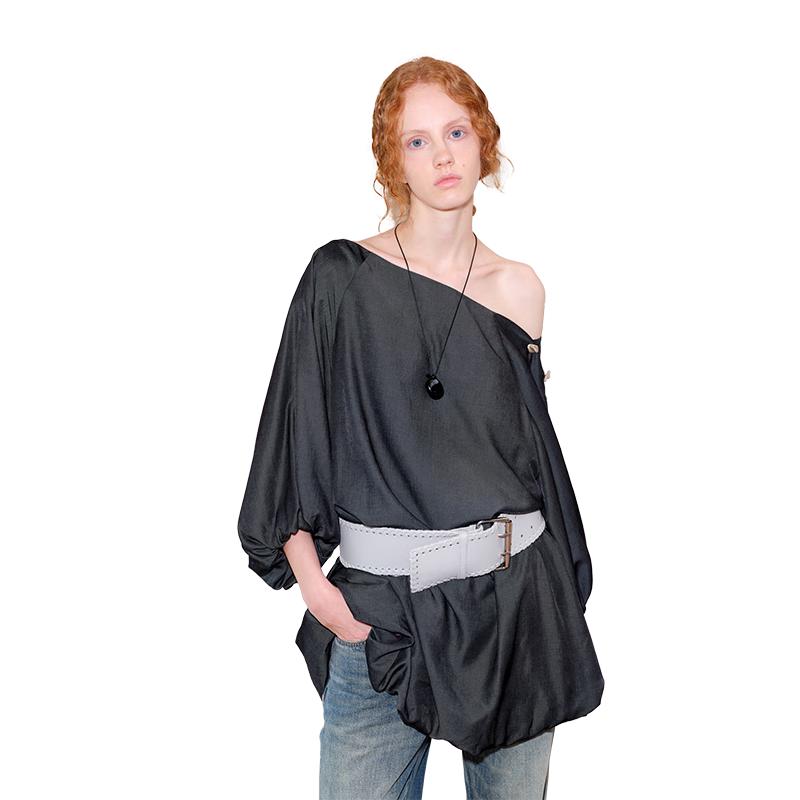 GREEN BELT Asymmetrical Faux Tencel Denim Dress L
GREEN BELT Asymmetrical Faux Tencel Denim Dress L