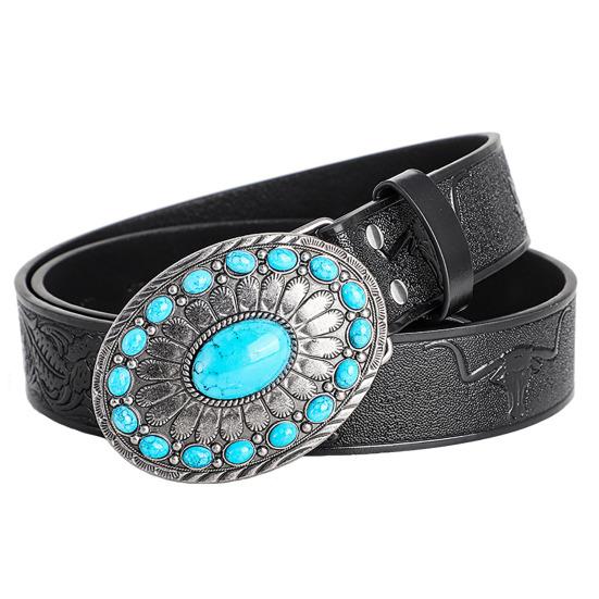 Bohemian Style Belt Synthetic Turquoise Buckle Belt Western Cowboy Cowgirl Belt Hip Hop Punk Rock Belt for Men Women 120cm чорний
Bohemian Style Belt Synthetic Turquoise Buckle Belt Western Cowboy Cowgirl Belt Hip Hop Punk Rock Belt for Men Women 120cm чорний