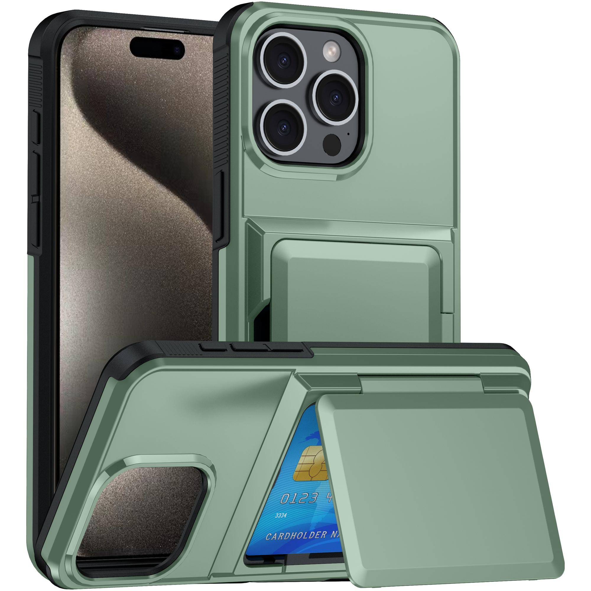 For iPhone 15 Pro Cases Card Slot TPU+PC Kickstand Phone Case Light Green
For iPhone 15 Pro Cases Card Slot TPU+PC Kickstand Phone Case Light Green