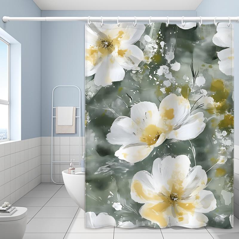 Peach Blossom Shower Curtain - White & Yellow Elegant Floral Design, Green Background, Polyester, Multiple Sizes, Bathroom Decor W60H190(CM)-1 Pcs
Peach Blossom Shower Curtain - White & Yellow Elegant Floral Design, Green Background, Polyester, Multiple Sizes, Bathroom Decor W60H190(CM)-1 Pcs