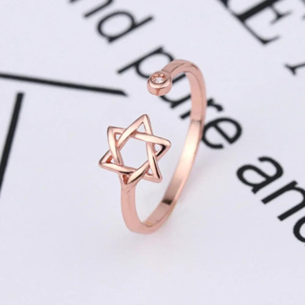 YILUOCD Hollow Hexagon Zircon Jewish Ring for Women Magen Star of David Adjustable Rings Promise Jewelry Gift resizable рожевий колір золота
YILUOCD Hollow Hexagon Zircon Jewish Ring for Women Magen Star of David Adjustable Rings Promise Jewelry Gift resizable рожевий колір золота