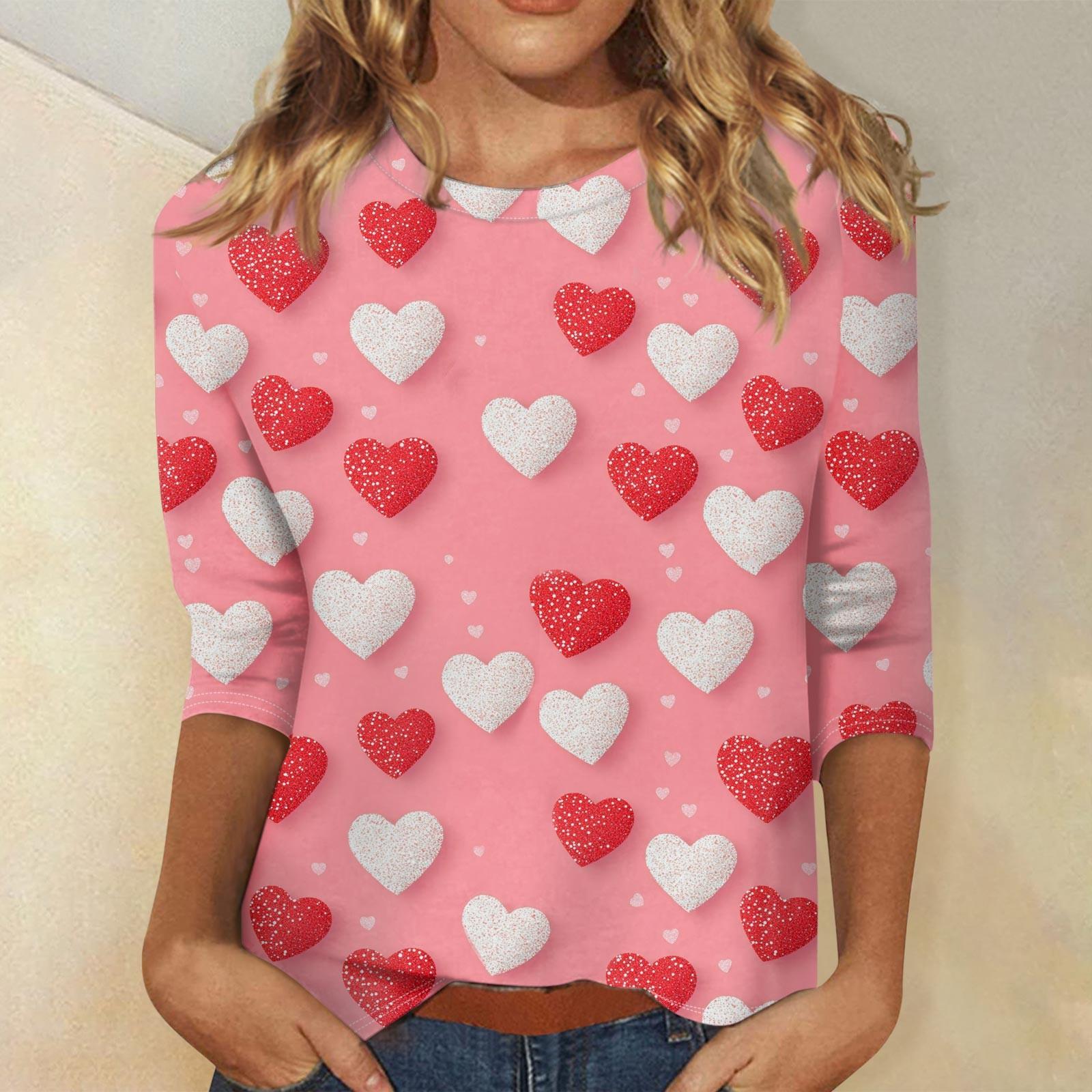 Женские топы с рукавом три четверти, рубашка на День святого Валентина, круглая горловина, свободная повседневная рубашка XL
Женские топы с рукавом три четверти, рубашка на День святого Валентина, круглая горловина, свободная повседневная рубашка XL