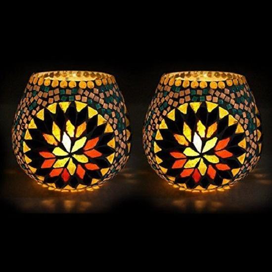 Handcrafted Colourful Mosaic Decorated on White Candle Tealight Holder for Home Bar Restaurant Cafe Decoration (Candle Light Holder) - Set of 2
Handcrafted Colourful Mosaic Decorated on White Candle Tealight Holder for Home Bar Restaurant Cafe Decoration (Candle Light Holder) - Set of 2