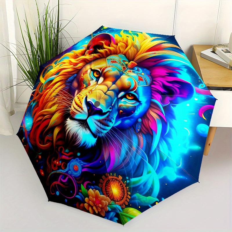 Lion, Fantasy Automatic Folding Umbrella 8 Ribs, Durable Iron Frame, Bright Color Pattern Compact Travel Umbrella, Suitable for Outdoor, Be
Lion, Fantasy Automatic Folding Umbrella 8 Ribs, Durable Iron Frame, Bright Color Pattern Compact Travel Umbrella, Suitable for Outdoor, Be