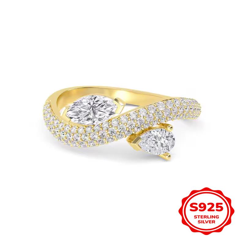 925 Silver Plated 14K Gold Gorgeous Twisted Zircon Marquise Ring For Women Anniversary Wedding Luxury Jewelry 6
925 Silver Plated 14K Gold Gorgeous Twisted Zircon Marquise Ring For Women Anniversary Wedding Luxury Jewelry 6