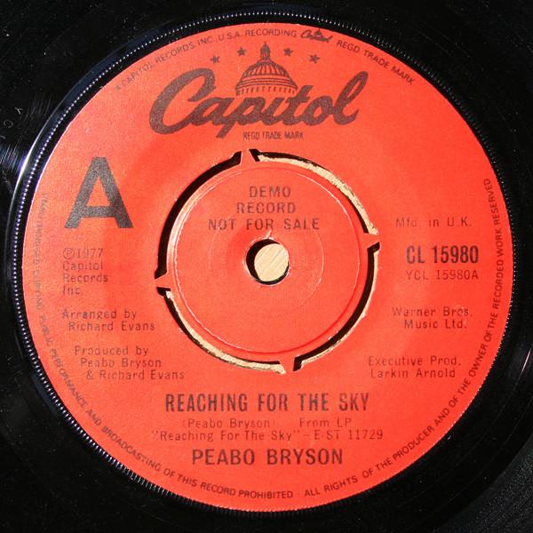 7inch Record PEABO BRYSON - Reaching For The Sky CL15980PROMO Capitol Records 1978 UK Soul/Funk Used
7inch Record PEABO BRYSON - Reaching For The Sky CL15980PROMO Capitol Records 1978 UK Soul/Funk Used