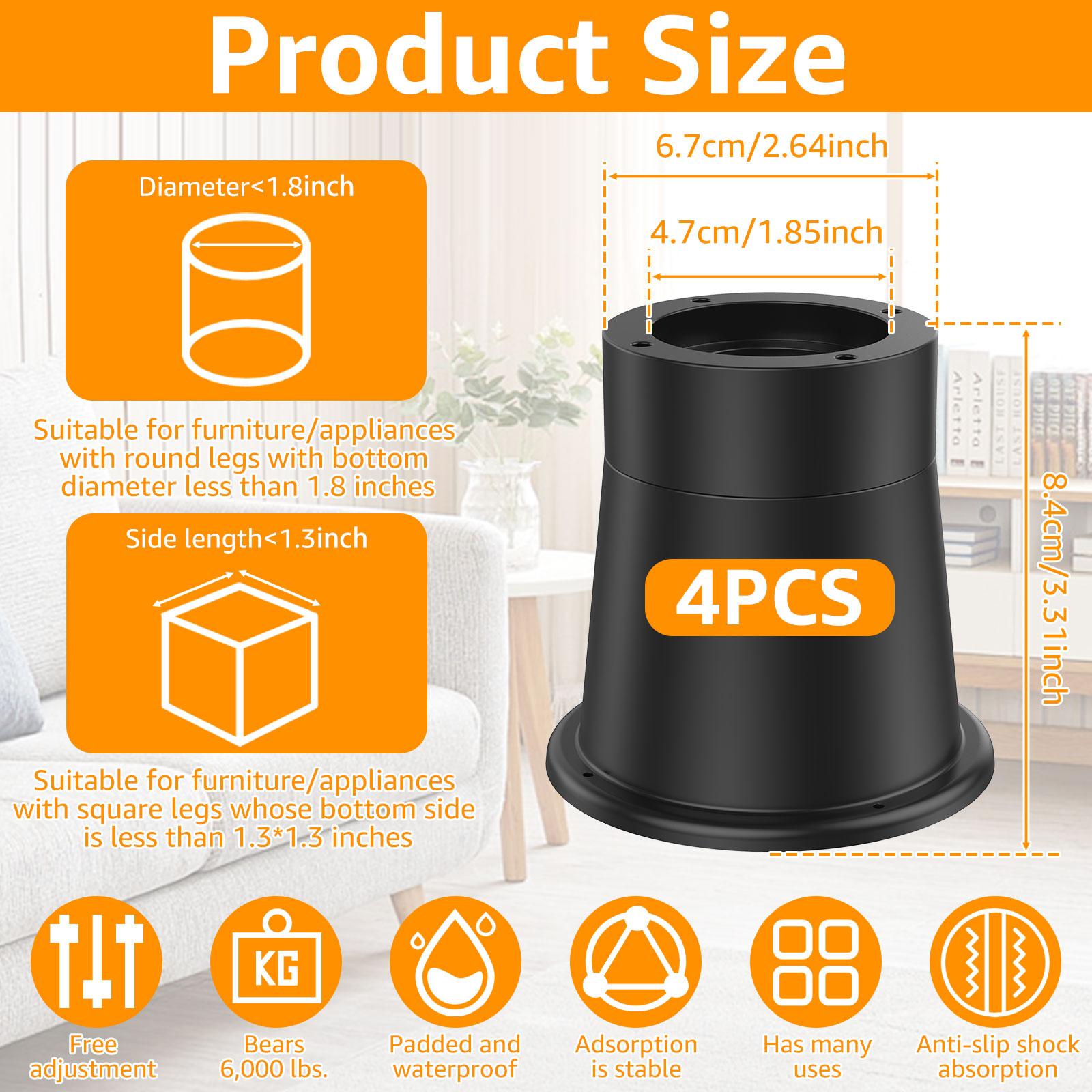 4/6Pcs Round Bed Riser Heavy Duty Furniture Chair Riser Support 6000lbs Universal Anti-Slip Anti Vibration Rubber Fixed Base
4/6Pcs Round Bed Riser Heavy Duty Furniture Chair Riser Support 6000lbs Universal Anti-Slip Anti Vibration Rubber Fixed Base