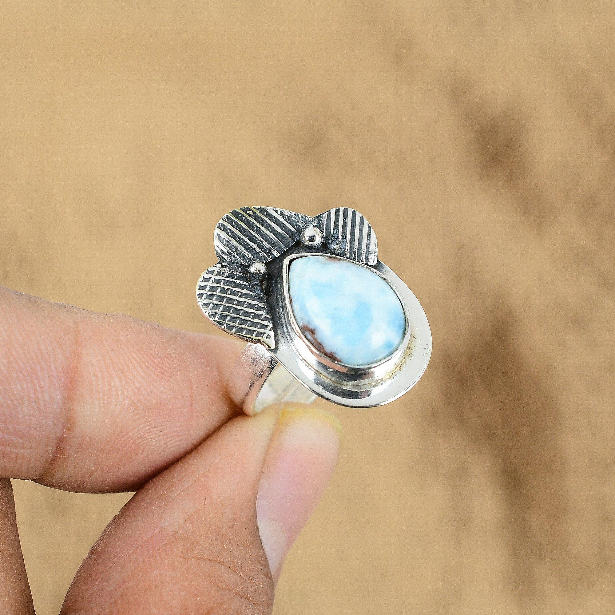 Mothers day Sale 925 Silver Pear Larimar Stone Anniversary Wedding Ring Jewelry Yes
Mothers day Sale 925 Silver Pear Larimar Stone Anniversary Wedding Ring Jewelry Yes