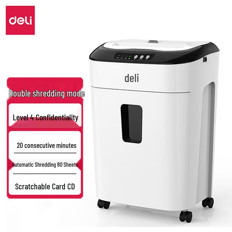 Deli 80-Sheet Auto-Feed Commercial Paper Shredder CN plug (adapter included)
Deli 80-Sheet Auto-Feed Commercial Paper Shredder CN plug (adapter included)