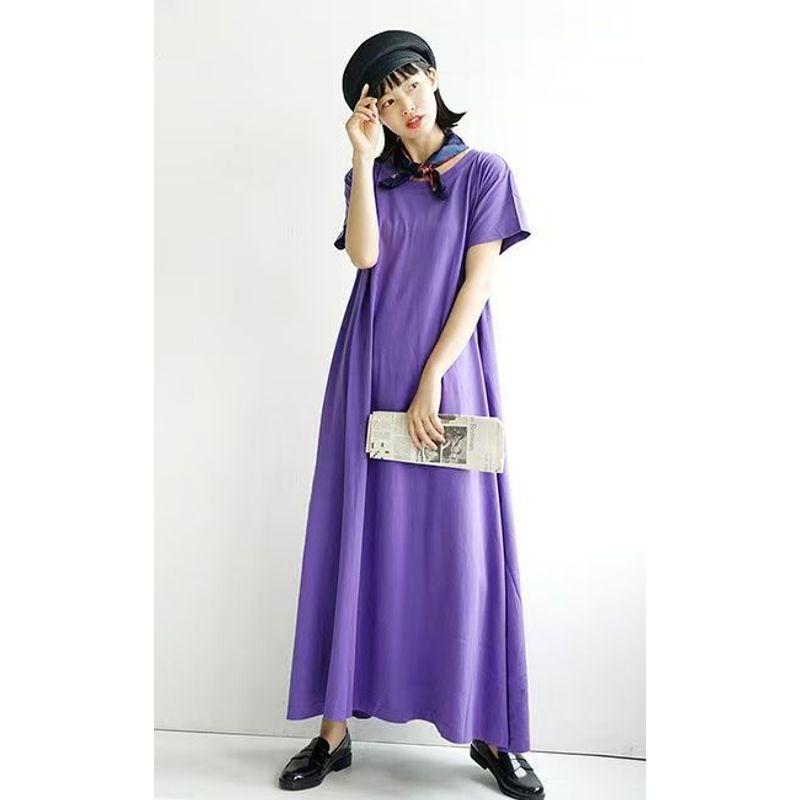 Women s Clothing Pure Cotton New Arrival Loose Dress Slim Looking Short Sleeve Purple Special Offer L-LL
Women s Clothing Pure Cotton New Arrival Loose Dress Slim Looking Short Sleeve Purple Special Offer L-LL