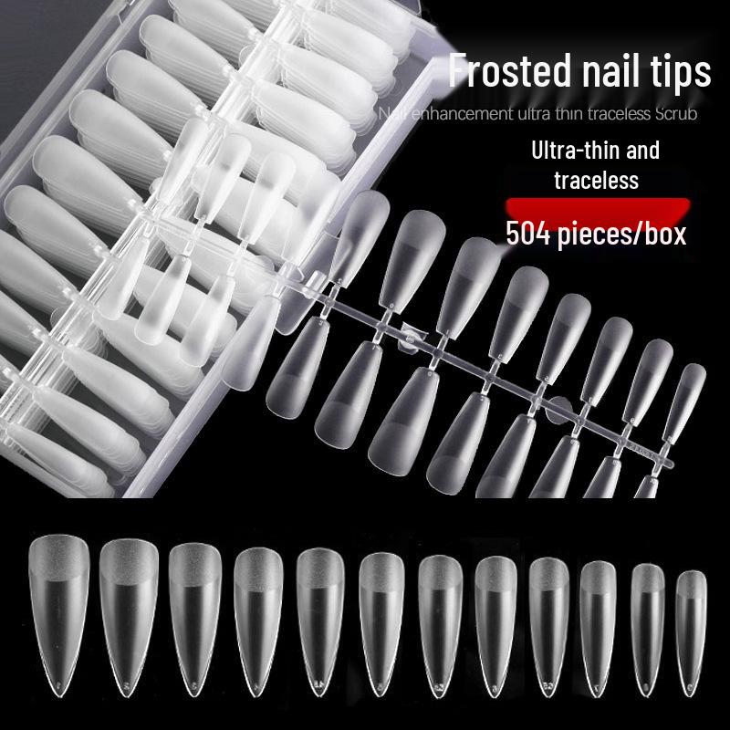 504-Piece Almond Frosted Nail Tips: Trapezoid & Teardrop Shapes, Full & Half Cover for Salon Extensions, No Carving or Grinding Needed
504-Piece Almond Frosted Nail Tips: Trapezoid & Teardrop Shapes, Full & Half Cover for Salon Extensions, No Carving or Grinding Needed