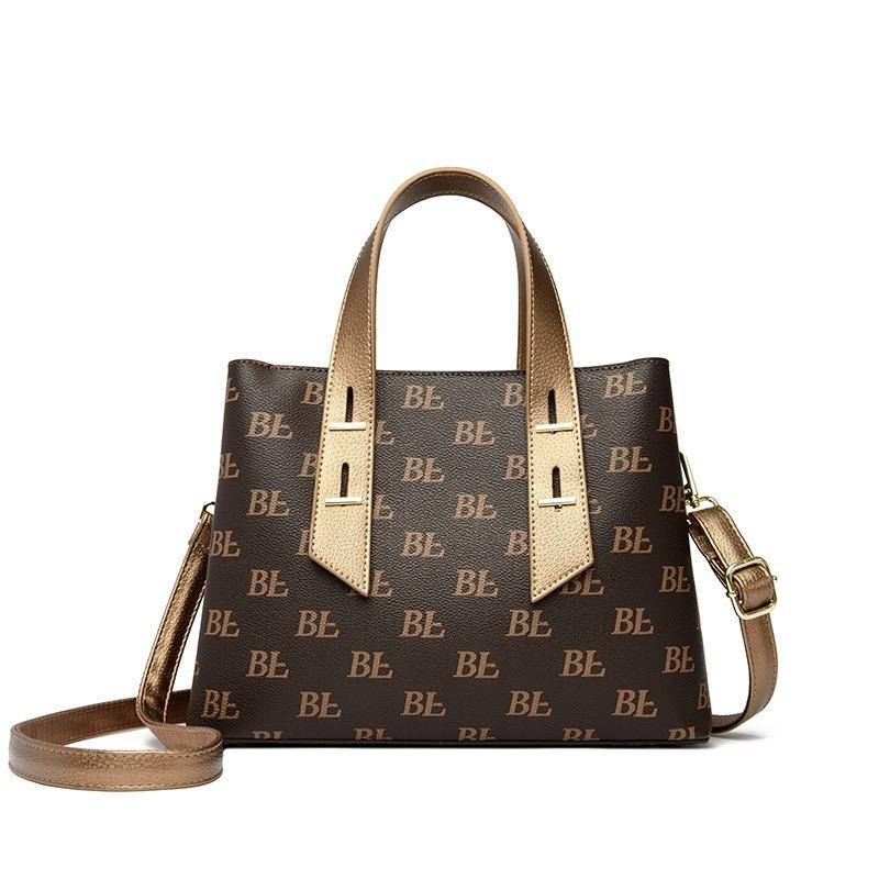 Европейская американская ретро-сумка для мамы, темперамент, большая большая сумка с высоким смыслом, модная сумка с буквенным принтом, большая вместительная сумка на одно плечо, подарок на женский день коричневый