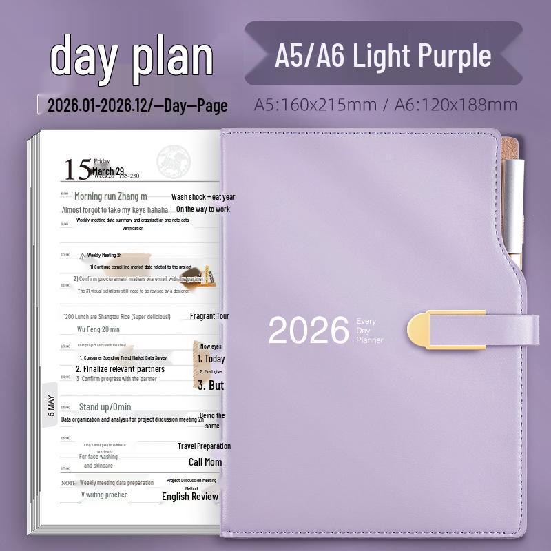 2026 Daily Planner A5/A6: One Page Per Day, Custom LOGO, Hot Stamped Bullet Journal Notebook Calendar. A6 Cover: 12x18.8cm
2026 Daily Planner A5/A6: One Page Per Day, Custom LOGO, Hot Stamped Bullet Journal Notebook Calendar. A6 Cover: 12x18.8cm