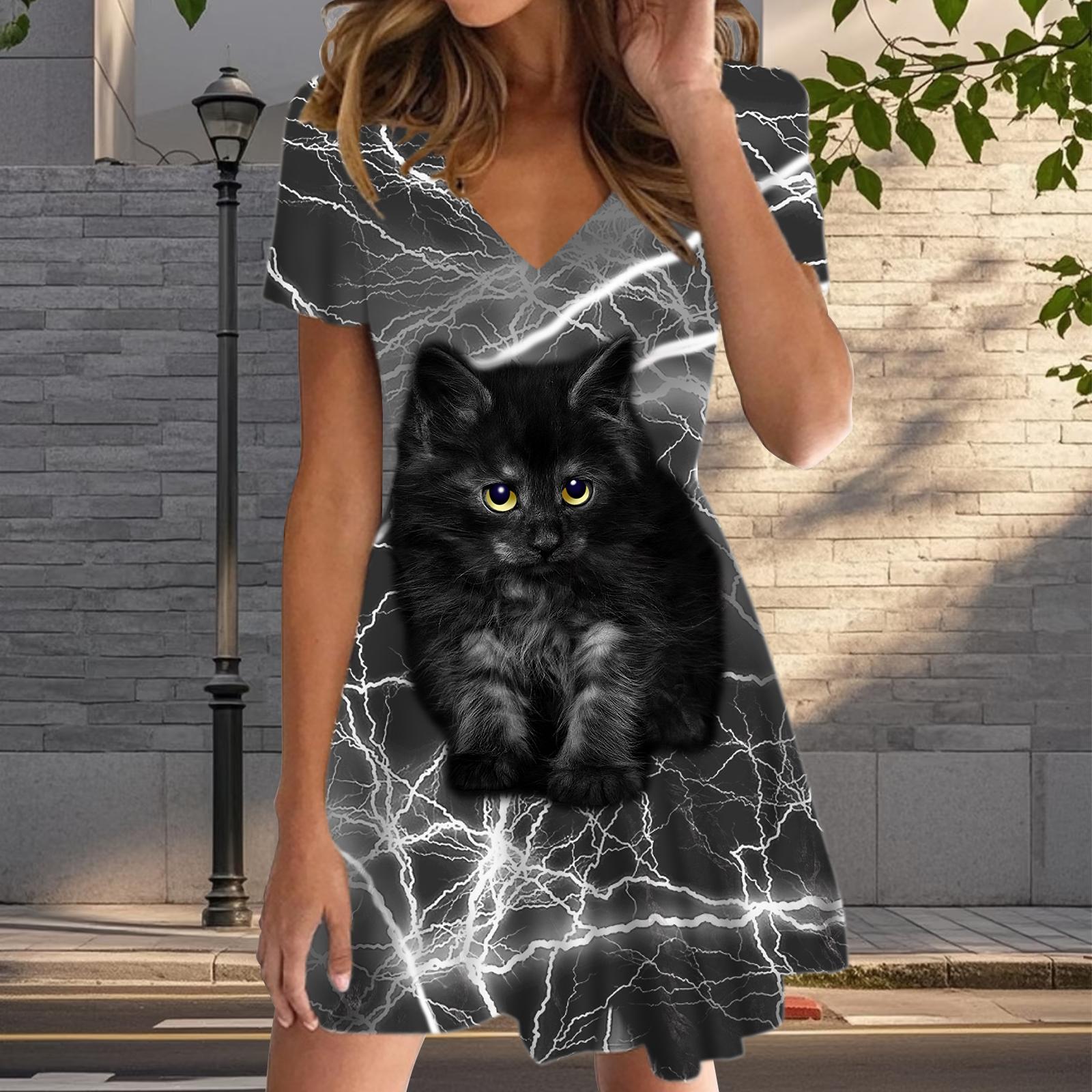 Летняя мода женские V-образный вырез короткий рукав черный котенок принтованное платье сексуальные короткие юбки платья 2XL серый
Летняя мода женские V-образный вырез короткий рукав черный котенок принтованное платье сексуальные короткие юбки платья 2XL серый