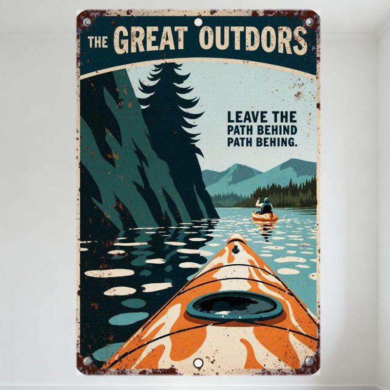 Vintage The Great Outdoors Metal Sign, Mountain Lake Kayaking Scene Rustic Wall Decor with Rivets, Motivational Outdoor Adventur 20x30cm(7.8x11.8inch)
Vintage The Great Outdoors Metal Sign, Mountain Lake Kayaking Scene Rustic Wall Decor with Rivets, Motivational Outdoor Adventur 20x30cm(7.8x11.8inch)