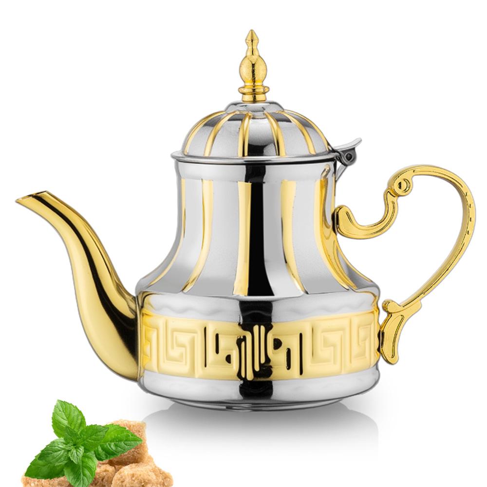 Arabic Stainless Steel Teapot, Home Restaurant Brewing Tea Pot, Ethnic Style El Stainless Steel Tea Kettle, 800Ml
Arabic Stainless Steel Teapot, Home Restaurant Brewing Tea Pot, Ethnic Style El Stainless Steel Tea Kettle, 800Ml