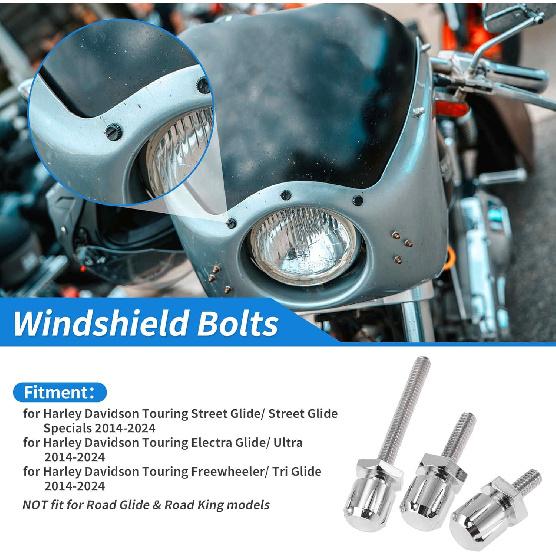 Windshield Bolts for Harley Davidson Touring Street Glide/Street Glide Specials 2014-2024 1Pc Long Bolt 2 Pcs Short Bolts Aluminum Alloy Silver Tone
Windshield Bolts for Harley Davidson Touring Street Glide/Street Glide Specials 2014-2024 1Pc Long Bolt 2 Pcs Short Bolts Aluminum Alloy Silver Tone