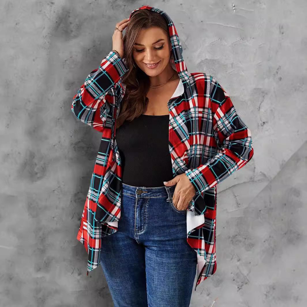 Женская весенне-осенняя клетчатая кардиган с капюшоном, повседневная рубашка с длинным рукавом больших размеров 2XL красный
Женская весенне-осенняя клетчатая кардиган с капюшоном, повседневная рубашка с длинным рукавом больших размеров 2XL красный