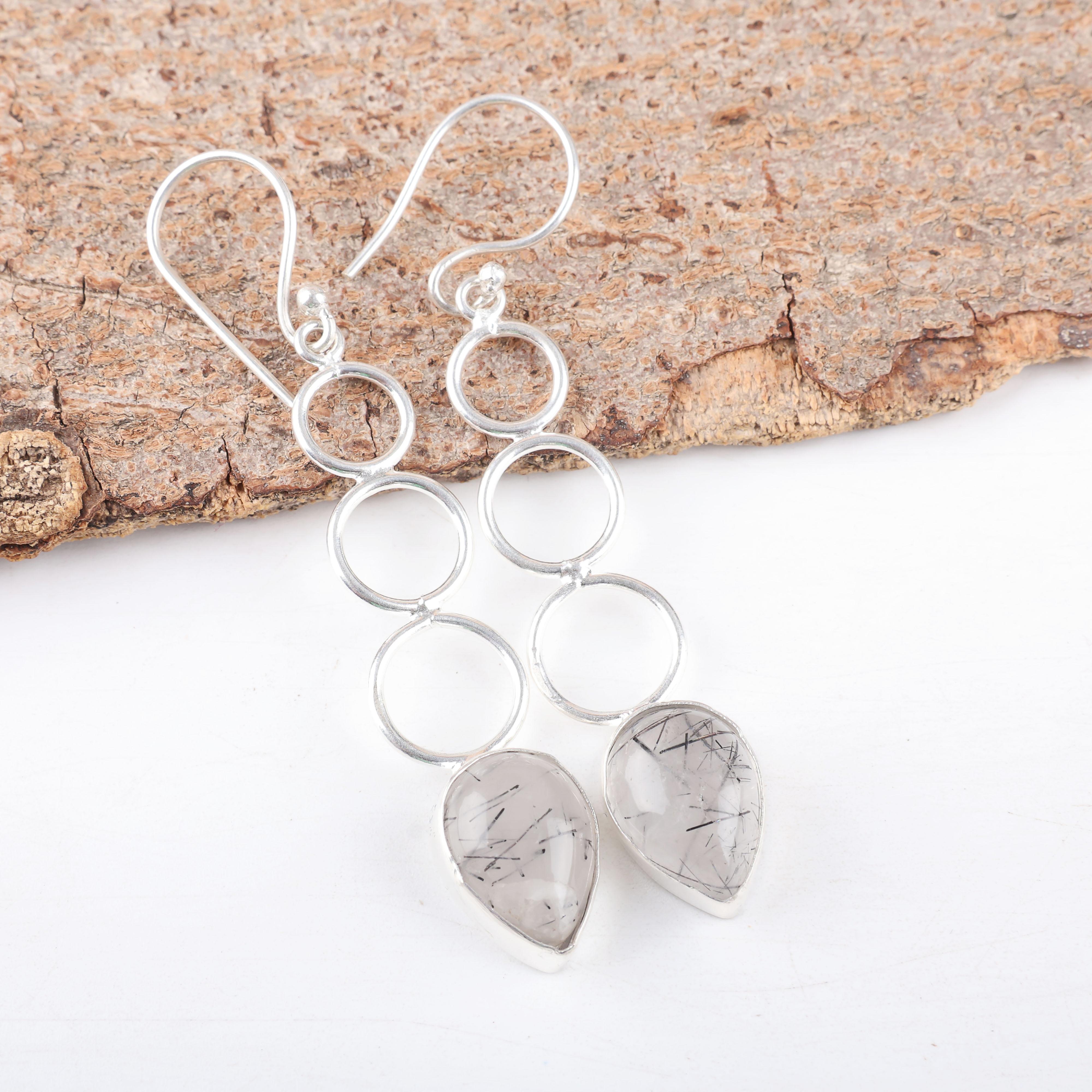 Black Rutile Gemstone Jewelry, 925 Solid Sterling Silver Earrings, Beautiful Silver Earrings, Handmade Bohemian Jewelry For Wedding Gift 2.56 Inches чорний
Black Rutile Gemstone Jewelry, 925 Solid Sterling Silver Earrings, Beautiful Silver Earrings, Handmade Bohemian Jewelry For Wedding Gift 2.56 Inches чорний