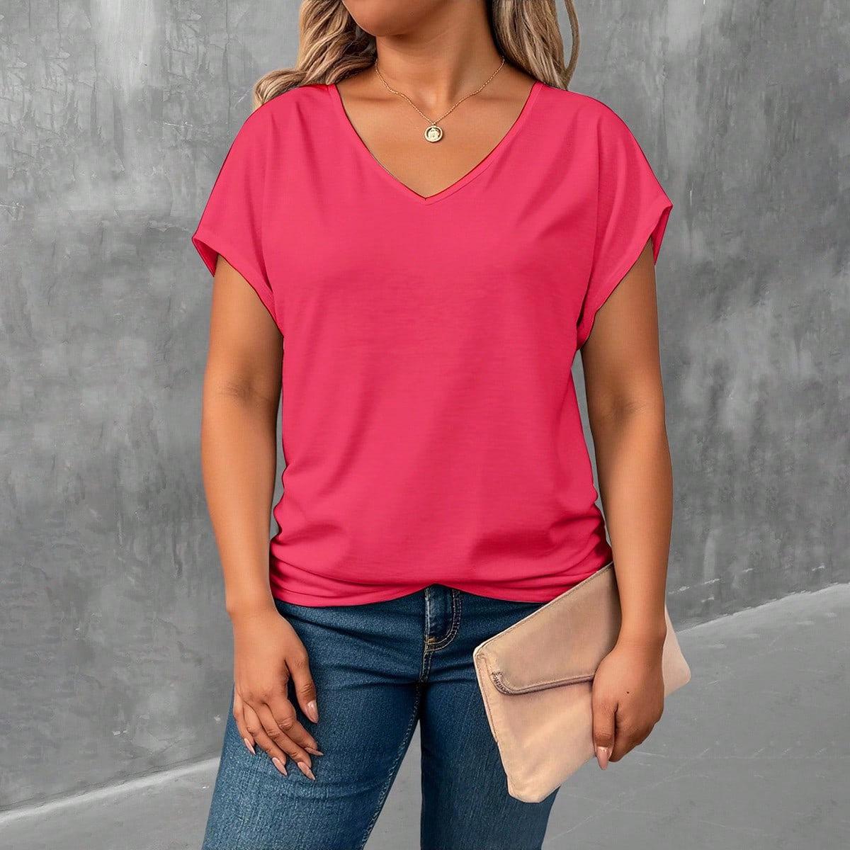 European & American Women s Plus Size V-Neck Gradient Short Sleeve Top - Casual Slouchy Fit XL-3
European & American Women s Plus Size V-Neck Gradient Short Sleeve Top - Casual Slouchy Fit XL-3