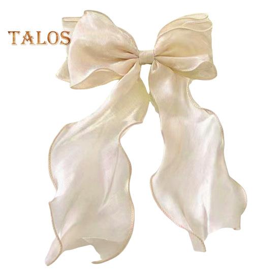 Женская заколка для волос из сетчатой пряжи, лента, бант, декоративная мультяшная заколка для волос с длинным хвостом, милые аксессуары для волос бежевый