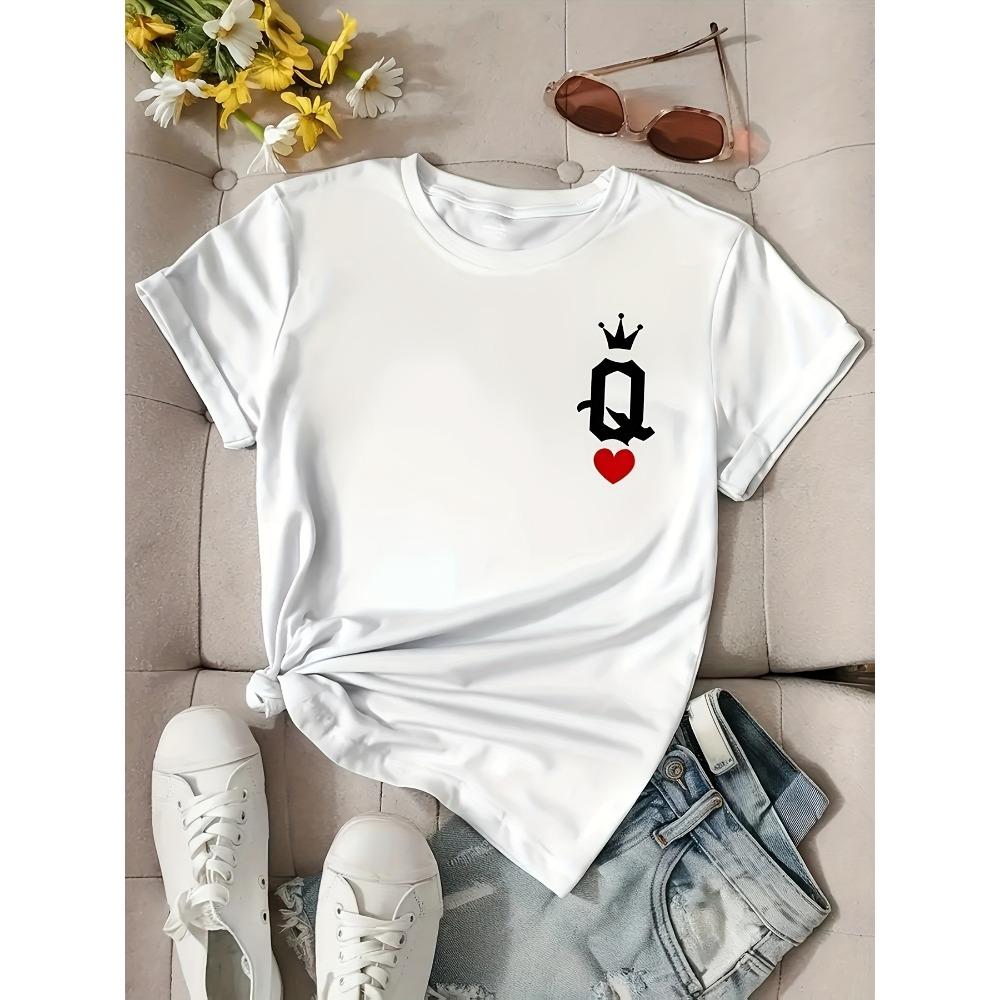 Queen of Hearts T-Shirt - Short Sleeve Round Neck Top with Q Logo Spade Print Harajuku Short Sleeve Clothes S
Queen of Hearts T-Shirt - Short Sleeve Round Neck Top with Q Logo Spade Print Harajuku Short Sleeve Clothes S