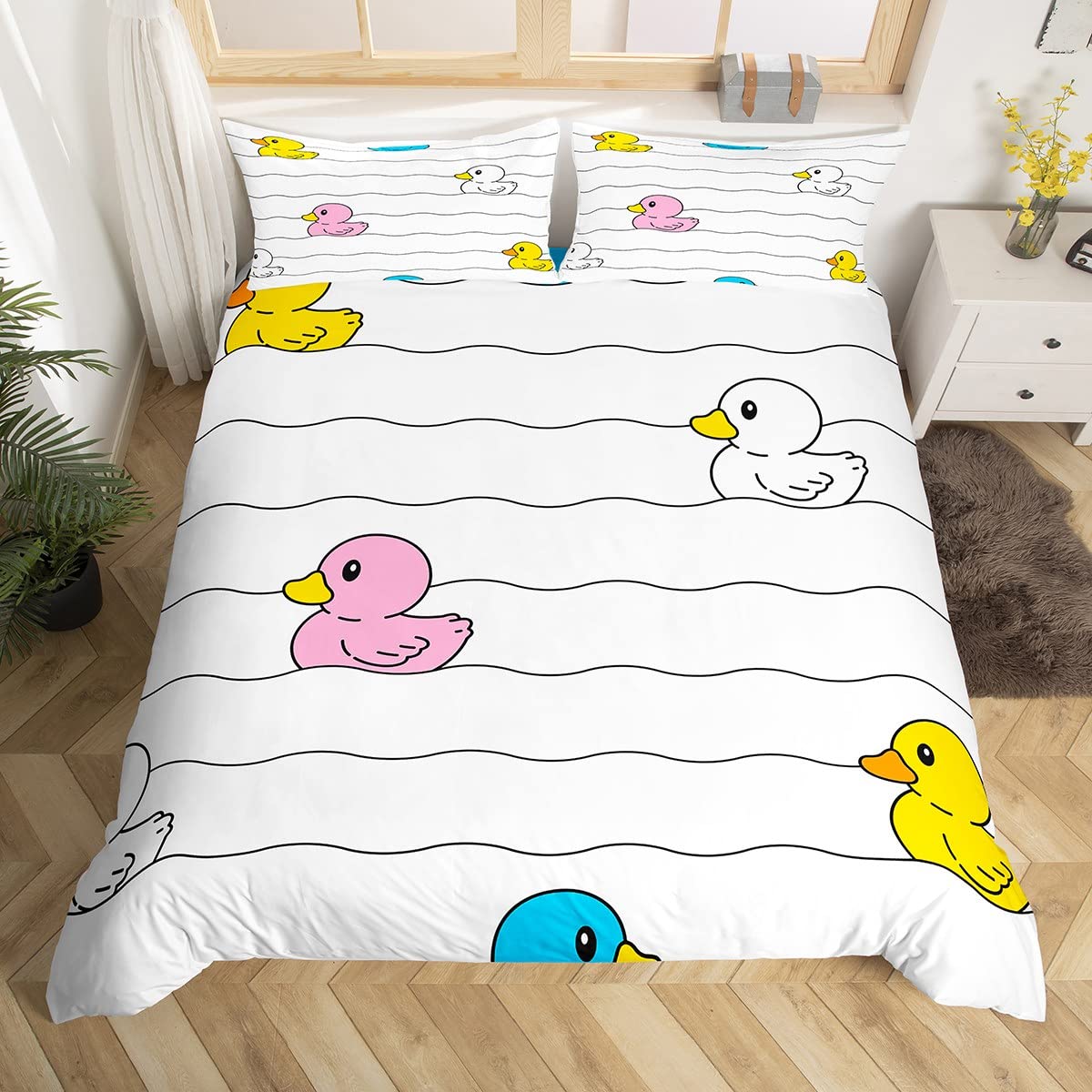 Trendy Classic Cute Duck Cartoon White Goose Funny Farmhouse Animal Polyester King Queen Comforter Quilt Comforter (quilt)-EU Single(135*200cm)3pcs
Trendy Classic Cute Duck Cartoon White Goose Funny Farmhouse Animal Polyester King Queen Comforter Quilt Comforter (quilt)-EU Single(135*200cm)3pcs