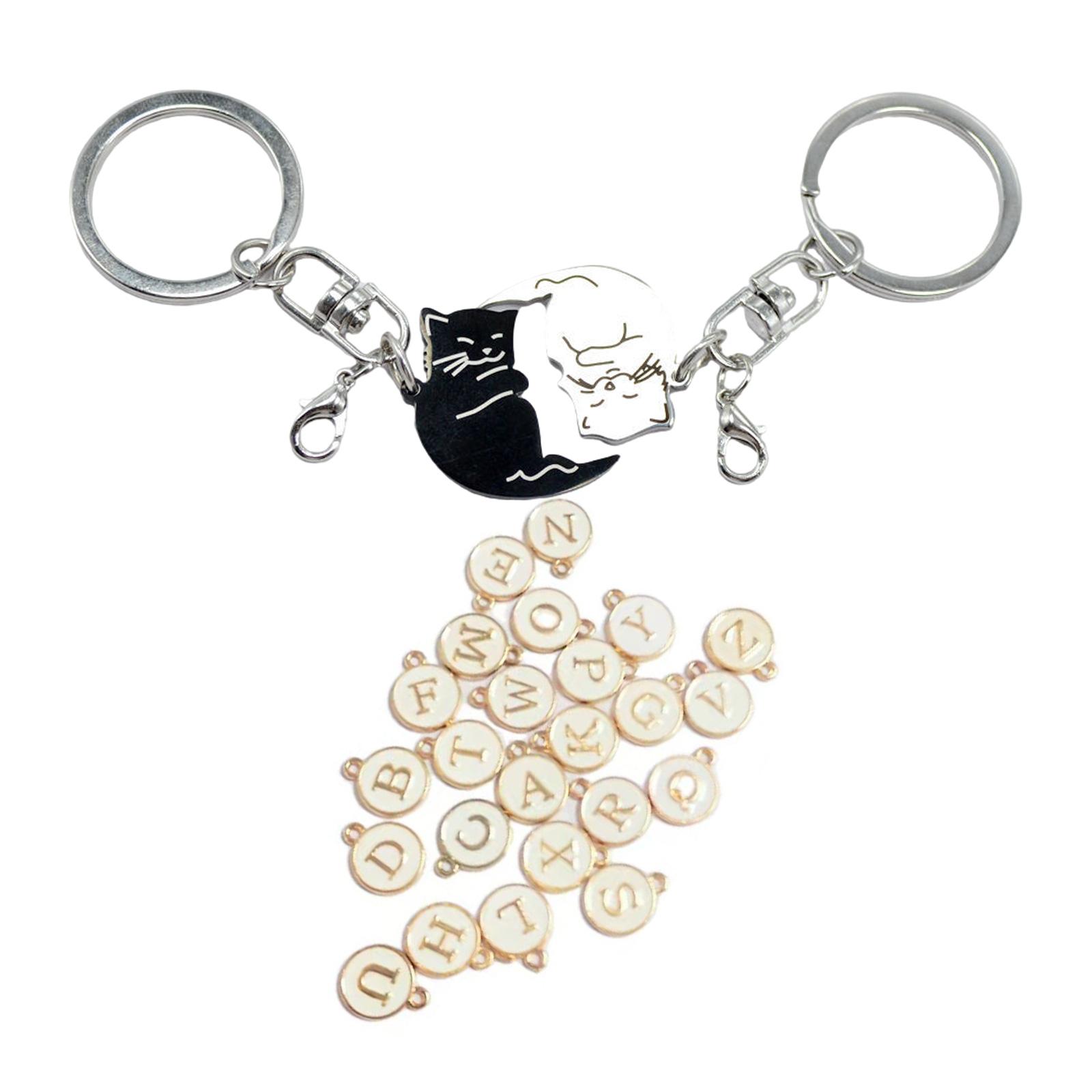 Cute Black And White Cat Key Rings For Couples Sturdy Stainless Steel Keychains With Individualized Letter Charm
Cute Black And White Cat Key Rings For Couples Sturdy Stainless Steel Keychains With Individualized Letter Charm