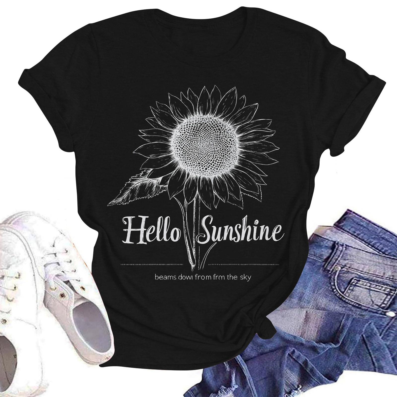 Women s Casual Fashion Street Slim Short Sleeve Sunflower Printed T-Shirt Top S чорний
Women s Casual Fashion Street Slim Short Sleeve Sunflower Printed T-Shirt Top S чорний