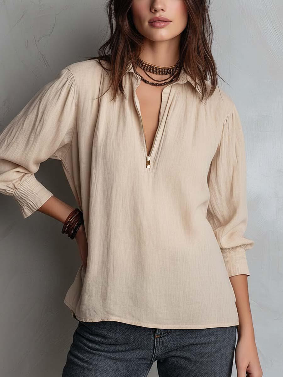 2025 European & American Women s Solid Color Cotton Linen Pullover with Zipper & Shirt Collar L абрикосовий
2025 European & American Women s Solid Color Cotton Linen Pullover with Zipper & Shirt Collar L абрикосовий