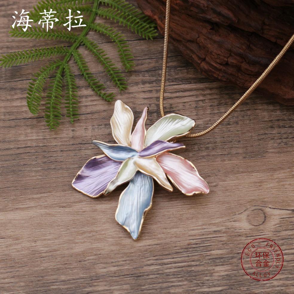 New enamel color double-layer five-petal flower alloy pendant, women s exaggerated personality high-end flower necklace
New enamel color double-layer five-petal flower alloy pendant, women s exaggerated personality high-end flower necklace