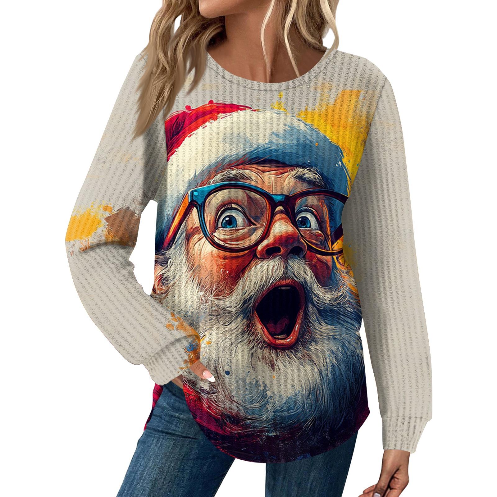 Жіноча модна повсякденна вільна футболка з круглим вирізом і довгим рукавом з різдвяним принтом L Кіновар
Жіноча модна повсякденна вільна футболка з круглим вирізом і довгим рукавом з різдвяним принтом L Кіновар