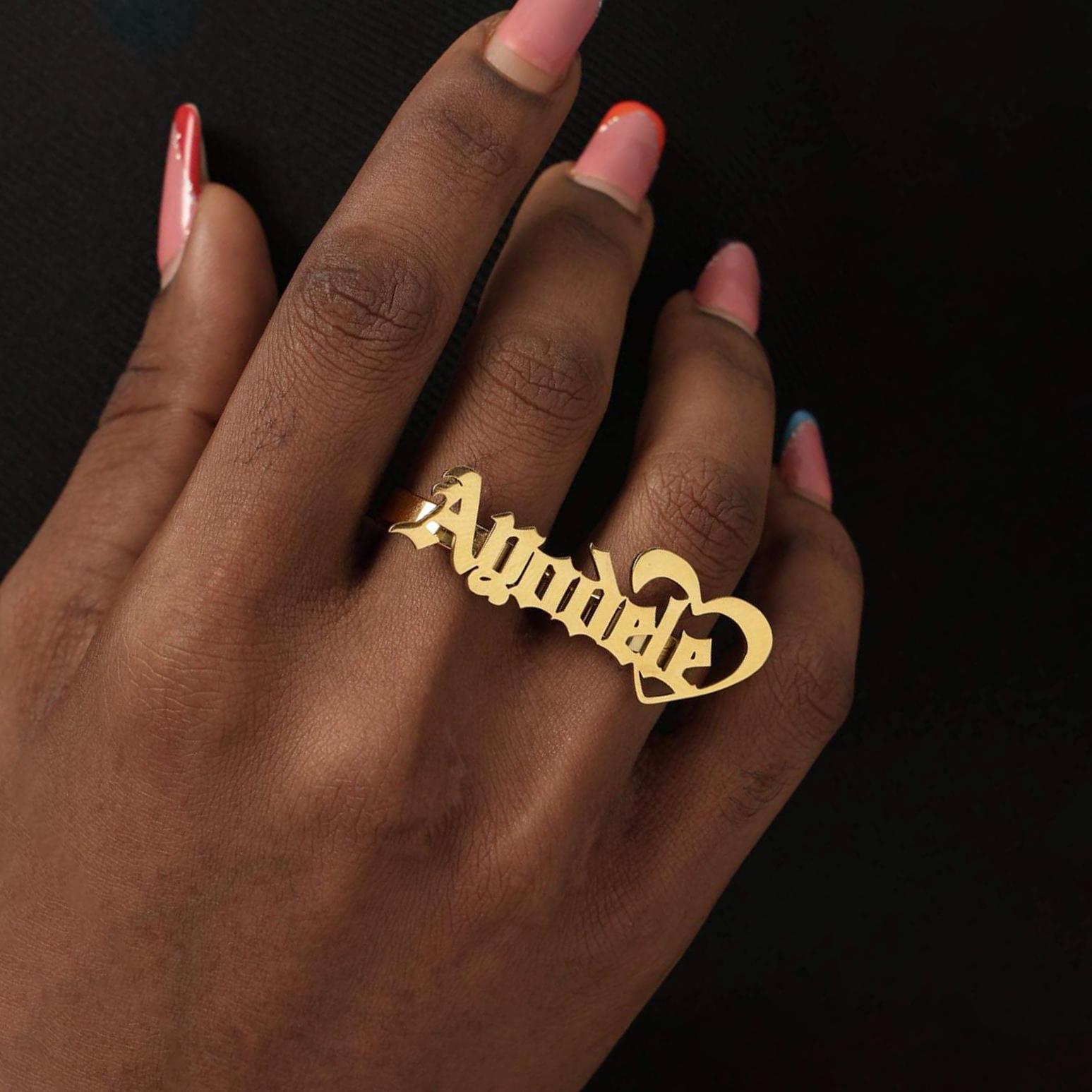Atoztide Custom Name Ring for Women Men Stainless Steel Jewelry Adjustable Heart Two Fingers Ring Personalized Birthday Gift adjustable&silver color
Atoztide Custom Name Ring for Women Men Stainless Steel Jewelry Adjustable Heart Two Fingers Ring Personalized Birthday Gift adjustable&silver color