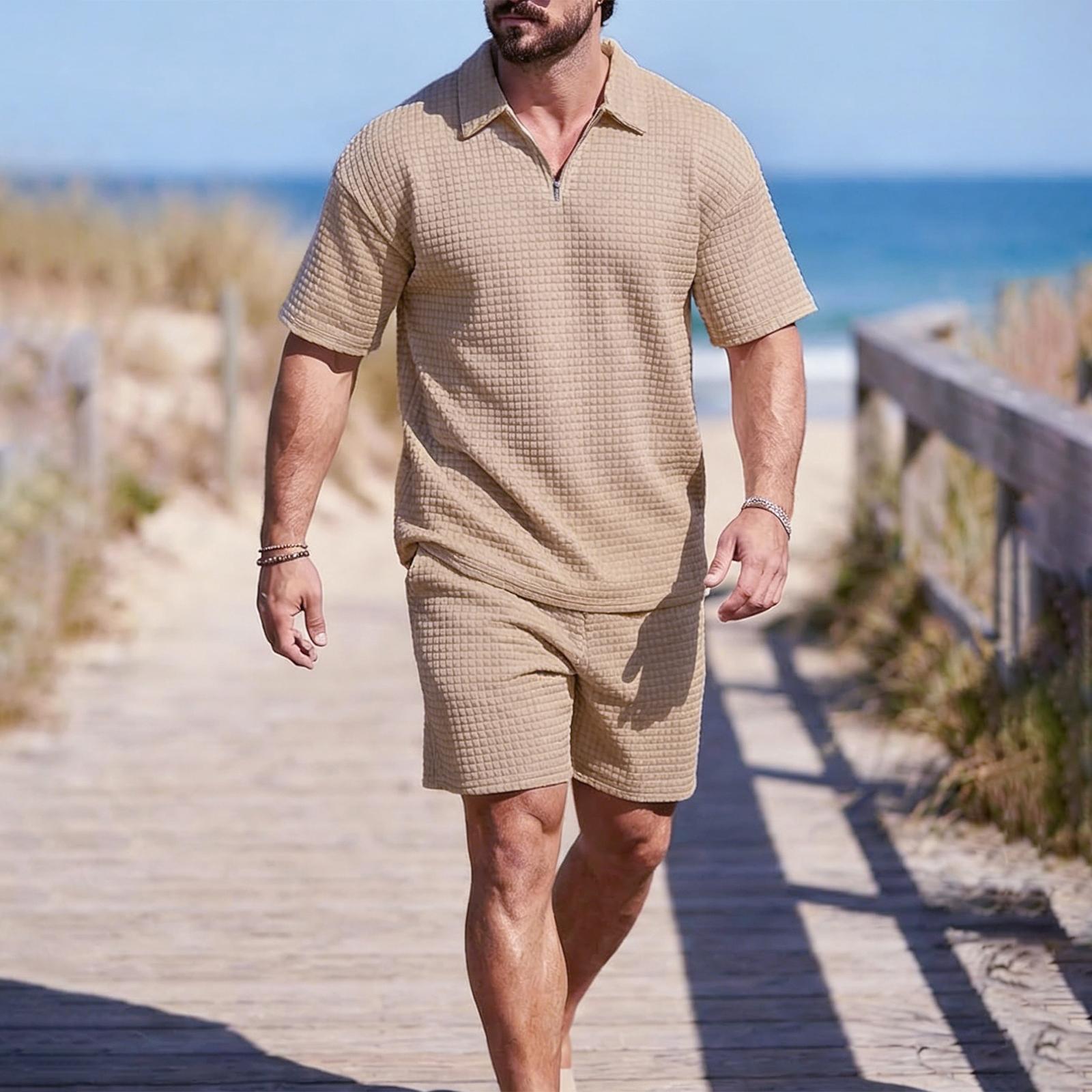Men s Casual Retro Waffle Knit Short Sleeve Zip Collar Shirt with Drawstring Waist Shorts Set Lightweight Breathable Fabric Summer Outfit XL хаки
Men s Casual Retro Waffle Knit Short Sleeve Zip Collar Shirt with Drawstring Waist Shorts Set Lightweight Breathable Fabric Summer Outfit XL хаки