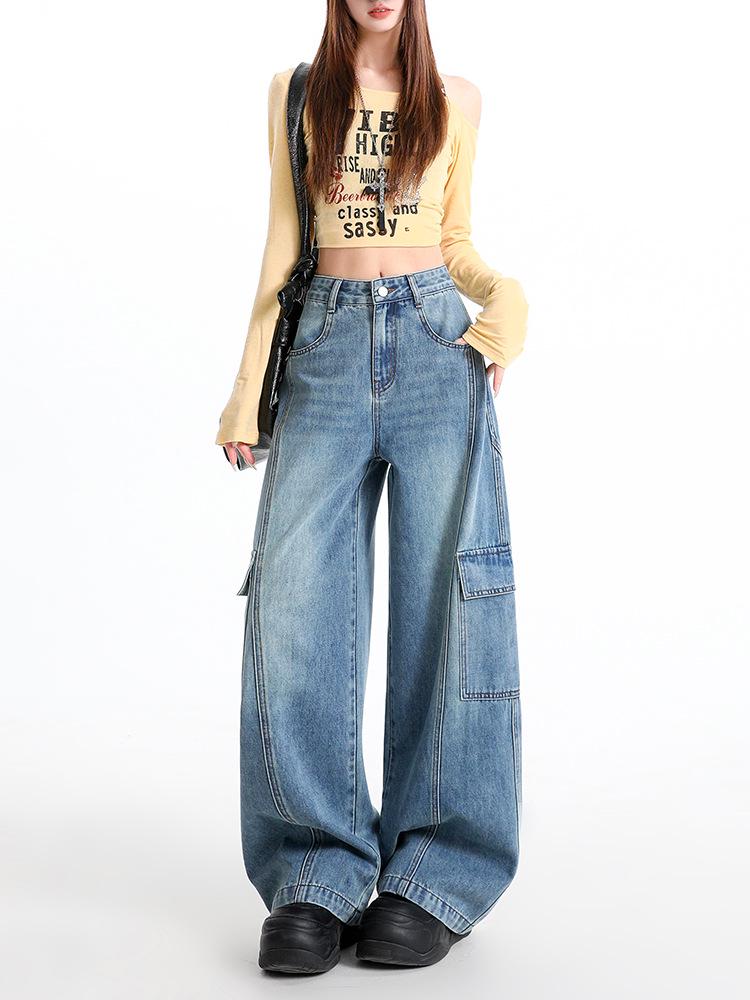 Blue Retro High-Waisted Wide Leg Cargo Jeans for Women - Spring 2026 Collection XS
Blue Retro High-Waisted Wide Leg Cargo Jeans for Women - Spring 2026 Collection XS