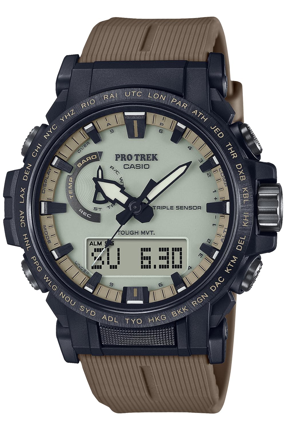 Чоловічий годинник Casio Protrek Climber Line з радіокеруванням, сонячною біомасою, пластиком, темно-койотового кольору PRW-61LD-5JF
Чоловічий годинник Casio Protrek Climber Line з радіокеруванням, сонячною біомасою, пластиком, темно-койотового кольору PRW-61LD-5JF