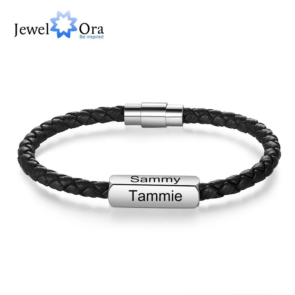 JewelOra браслеты из нержавеющей стали с индивидуальной гравировкой 1-4 имен, черные плетеные кожаные браслеты для мужчин, подарки Custom 1 Name
JewelOra браслеты из нержавеющей стали с индивидуальной гравировкой 1-4 имен, черные плетеные кожаные браслеты для мужчин, подарки Custom 1 Name