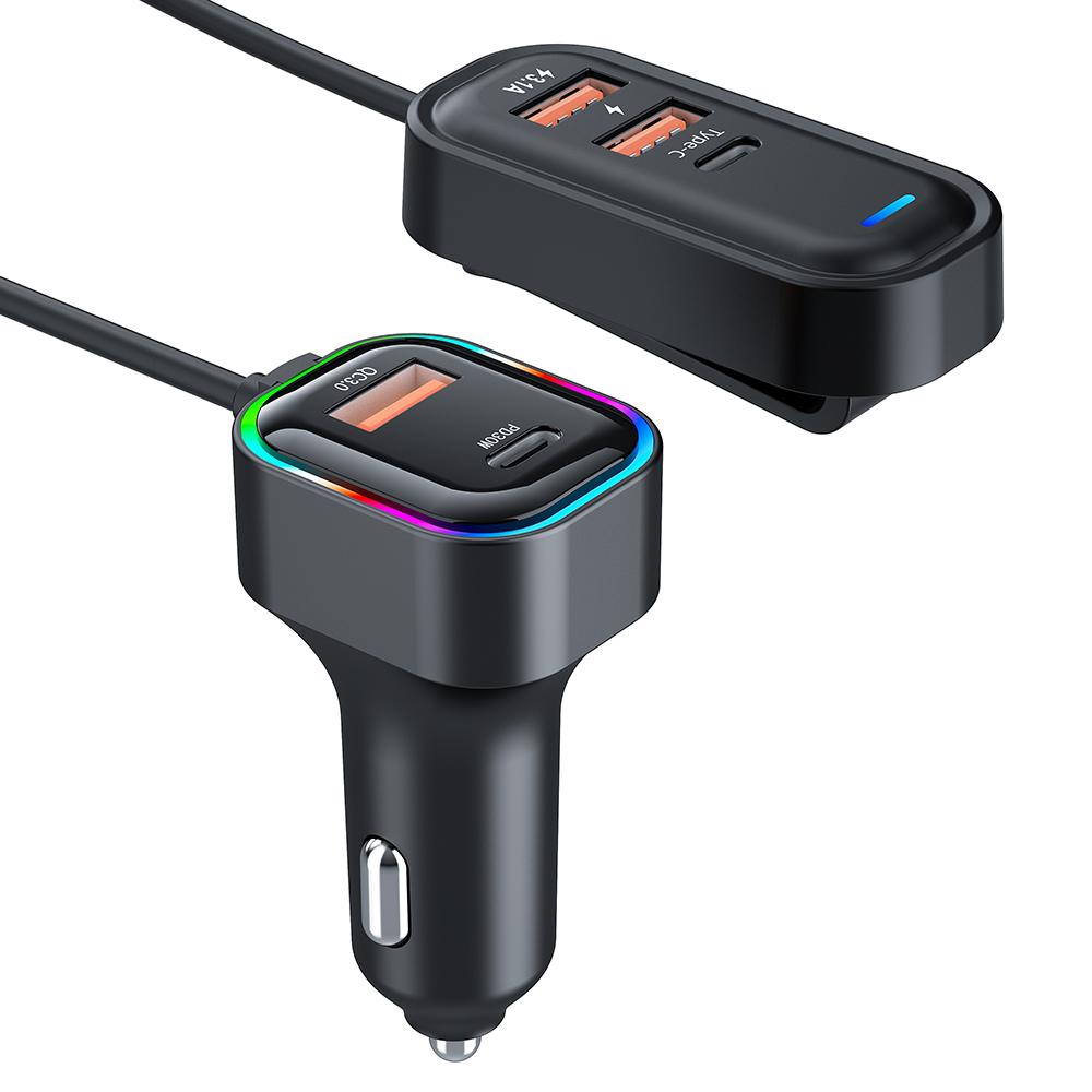 K5 66W Extension Cord Design 5 Ports Charging Adapter 3 USB + 2 Type-C Fast Charging Car Charger
K5 66W Extension Cord Design 5 Ports Charging Adapter 3 USB + 2 Type-C Fast Charging Car Charger