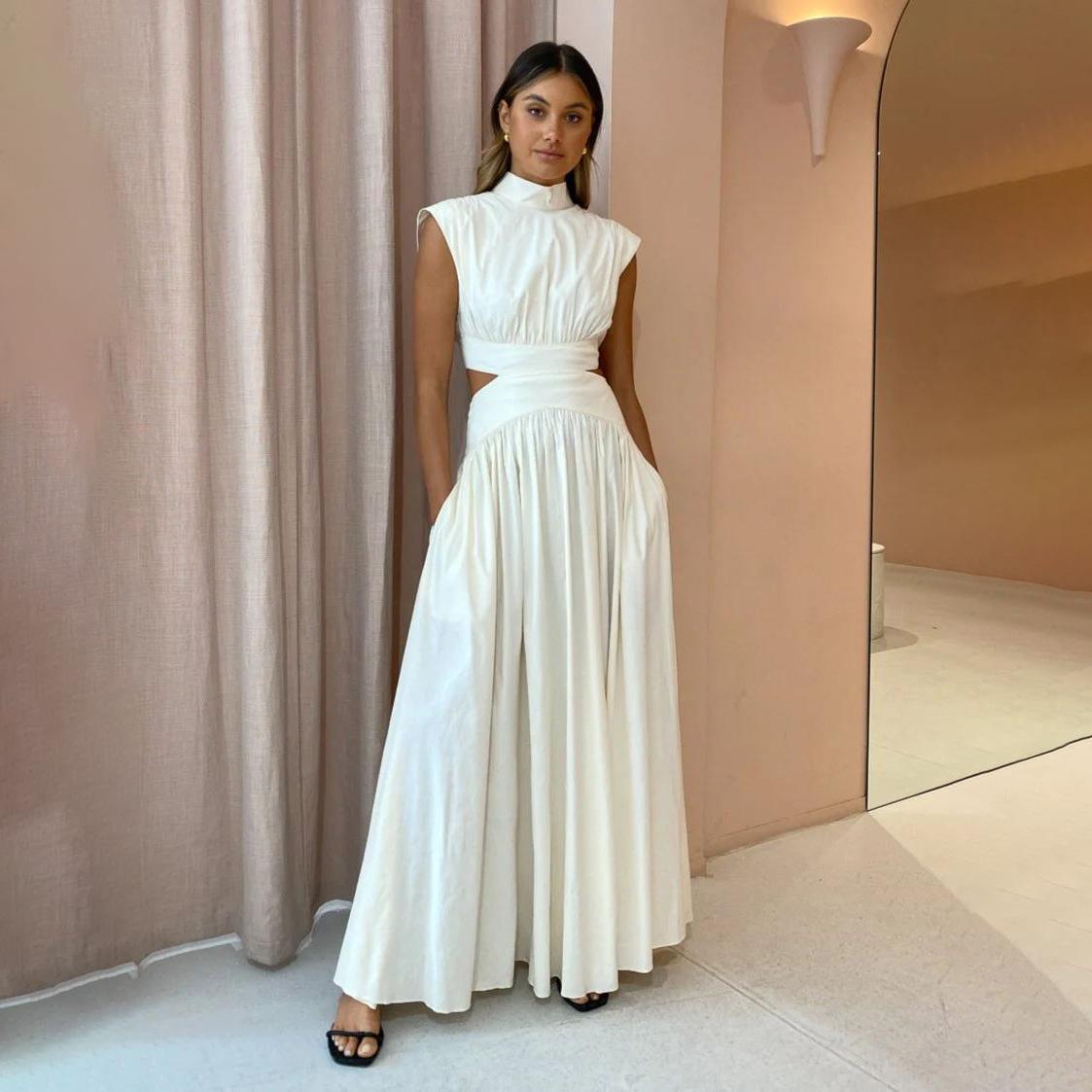 Женское весеннее однотонное платье без рукавов с воротником-стойкой, летнее повседневное платье А-силуэта с высокой талией, плиссированное, свободное, длинное, размер S-XL XL белый
Женское весеннее однотонное платье без рукавов с воротником-стойкой, летнее повседневное платье А-силуэта с высокой талией, плиссированное, свободное, длинное, размер S-XL XL белый