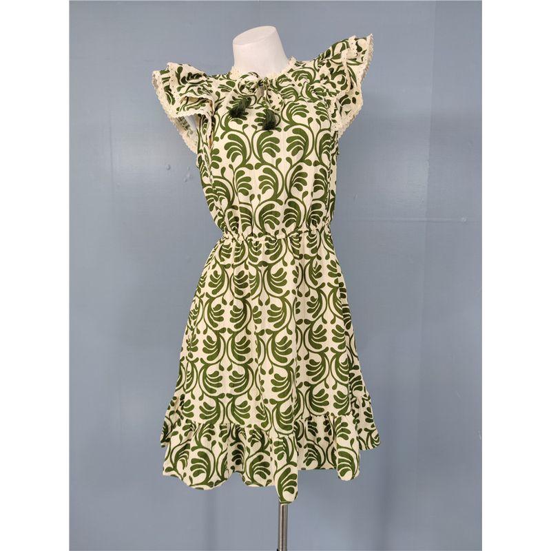 Foreign Trade Slim fit Slimming Lady Joker Age-Reducing Lace-up Exquisite Print Flying Sleeves Daily Leisure Personality Dress Green M
Foreign Trade Slim fit Slimming Lady Joker Age-Reducing Lace-up Exquisite Print Flying Sleeves Daily Leisure Personality Dress Green M