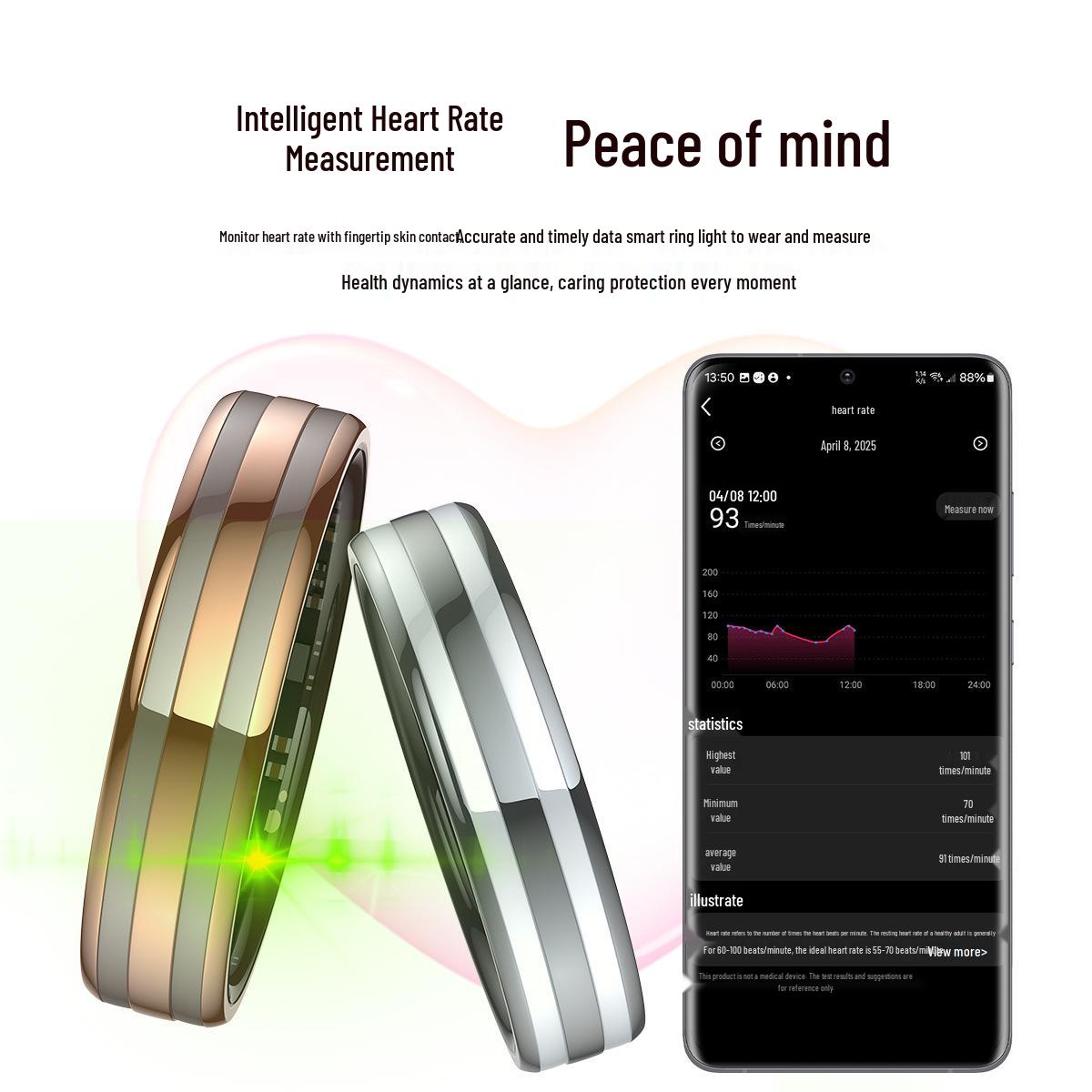 HR02 Smart Ring: Cross-border Waterproof Fitness Tracker with Heart Rate, HRV, Sleep Monitoring, Pedometer, and Finger Control срібні білого кольору
HR02 Smart Ring: Cross-border Waterproof Fitness Tracker with Heart Rate, HRV, Sleep Monitoring, Pedometer, and Finger Control срібні білого кольору