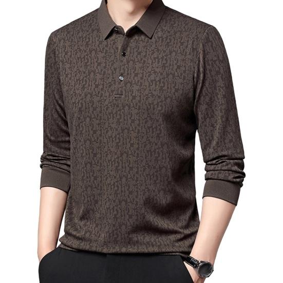 Весна Осень Мужская Рубашка Отложной Воротник Застегивается На Пуговицах Длинные Рукава Формальный Деловой Стиль Офисный Топ Для Совещаний Мужчины Среднего Возраста Повседневная Одежда M хаки