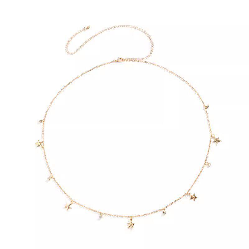 Rhinestone Five-Pointed Star Waist Chain for Women, European and American Sexy Hot Girl Niche Design, Simple Internet Celebrity Style Waist Accessory Gold
Rhinestone Five-Pointed Star Waist Chain for Women, European and American Sexy Hot Girl Niche Design, Simple Internet Celebrity Style Waist Accessory Gold
