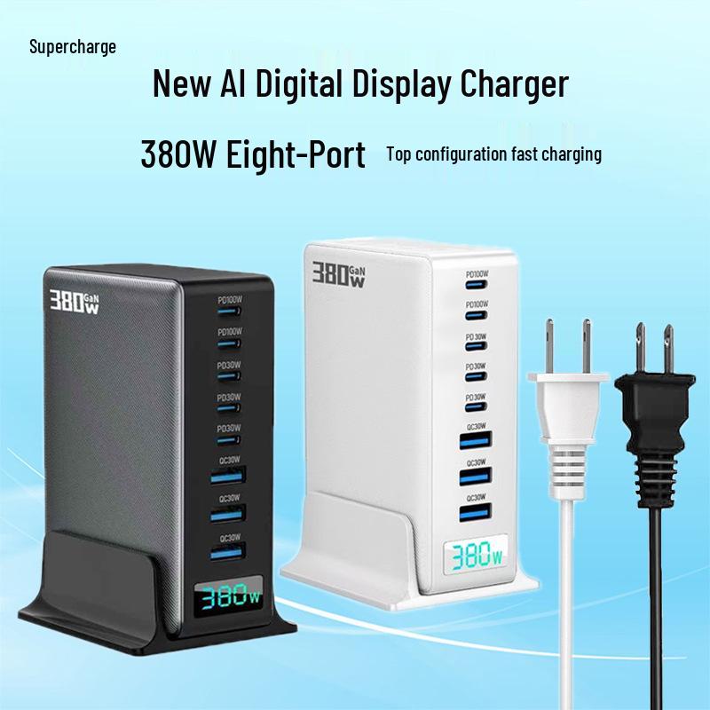 380W Gallium Nitride Desktop Charger with AI Display, Multiple Ports & PD Fast Charging EU чорний
380W Gallium Nitride Desktop Charger with AI Display, Multiple Ports & PD Fast Charging EU чорний