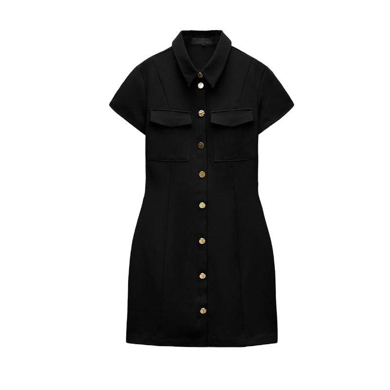 Spring New Arrival Women s Gold Breasted Black Short Sleeve Silm Short Shirt Dress 4387249 Black L
Spring New Arrival Women s Gold Breasted Black Short Sleeve Silm Short Shirt Dress 4387249 Black L