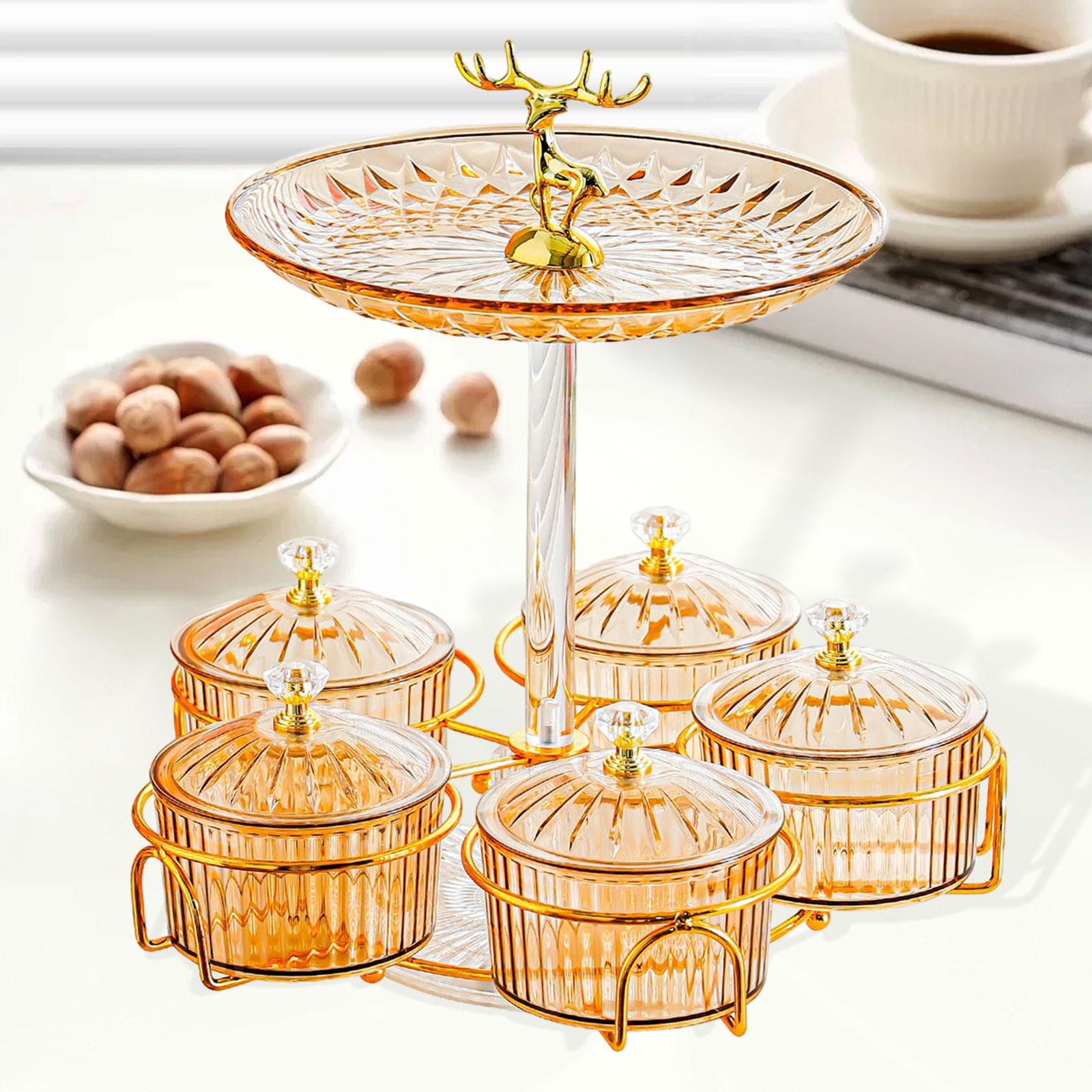 2 Tier Rotating Serving Tray Cupcake Stand with 5 Cases Platter Decoration Dining Room Fruit Buffet Display Tower for Party коричневий
2 Tier Rotating Serving Tray Cupcake Stand with 5 Cases Platter Decoration Dining Room Fruit Buffet Display Tower for Party коричневий