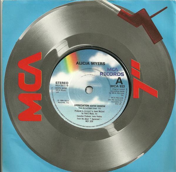 7inch Record ALICIA MYERS Appreciation Edited Version MCA933 MCA Records 1984 UK SoulFunk Used
7inch Record ALICIA MYERS Appreciation Edited Version MCA933 MCA Records 1984 UK SoulFunk Used