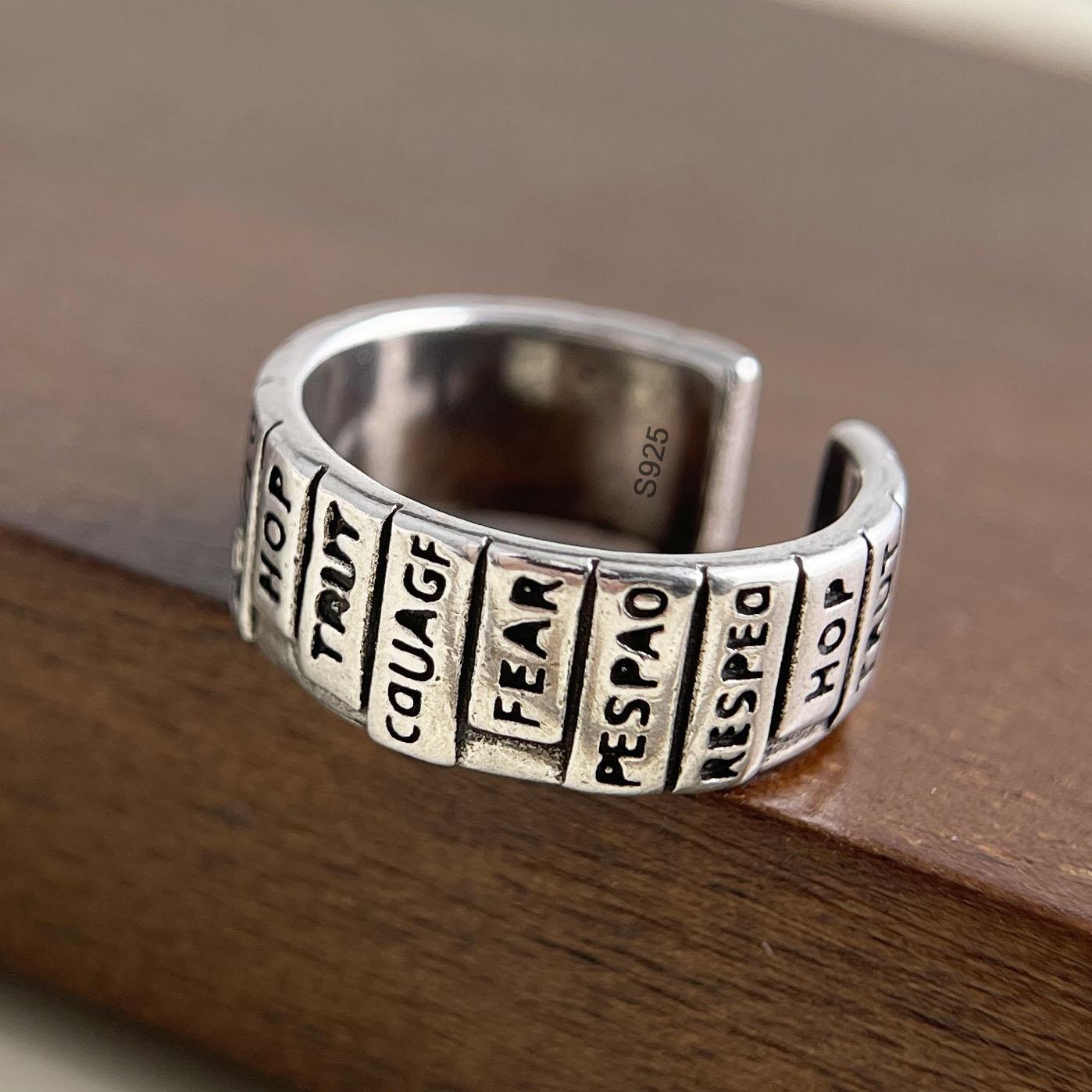 BF CLUB 925 Sterling Rings for Women Simple Geometric Handmade Irregular Retro Blue Letters Ring Allergy For Birthday Gift resizable
BF CLUB 925 Sterling Rings for Women Simple Geometric Handmade Irregular Retro Blue Letters Ring Allergy For Birthday Gift resizable