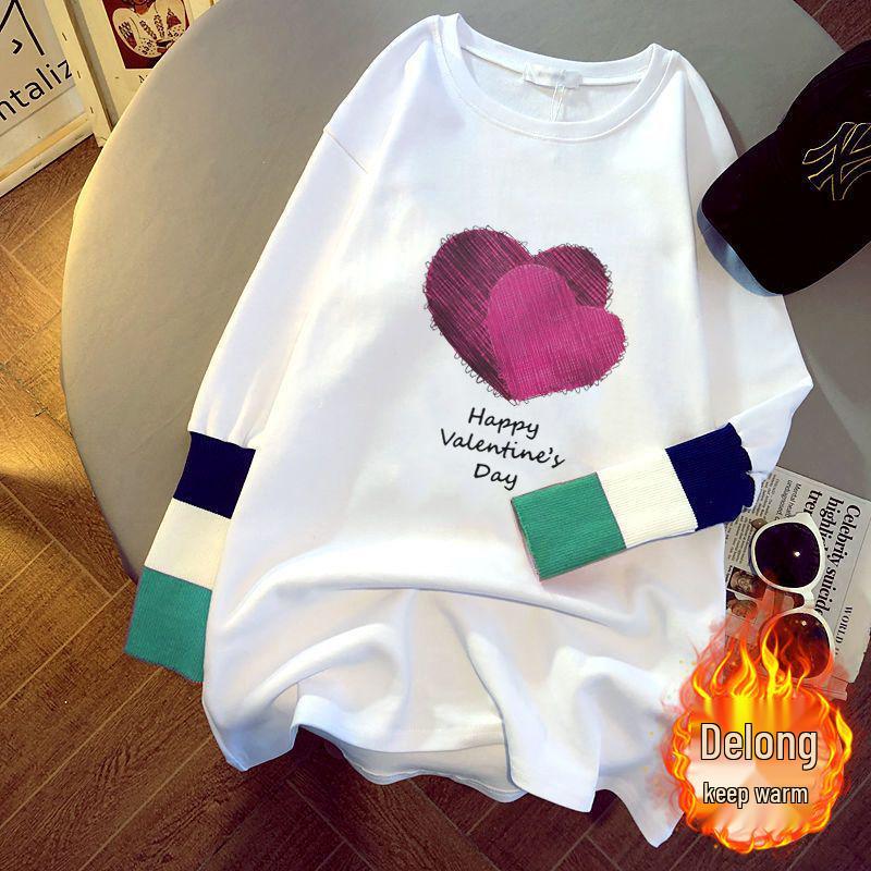 New 2025 Fleece-Lined Pure Cotton Long-Sleeve Patchwork T-Shirt, Korean Style, Plus Size, Versatile for Autumn and Spring M (up to 55 kg)
New 2025 Fleece-Lined Pure Cotton Long-Sleeve Patchwork T-Shirt, Korean Style, Plus Size, Versatile for Autumn and Spring M (up to 55 kg)